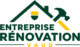 Logo avec maison, marteau et niveau, texte entreprise rénovation vaud.